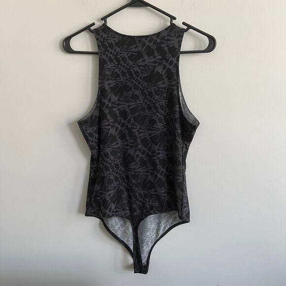 Express Body Contour Tank Bodysuit Sleeveless Black Grey Medium - Picture 3 of 3
